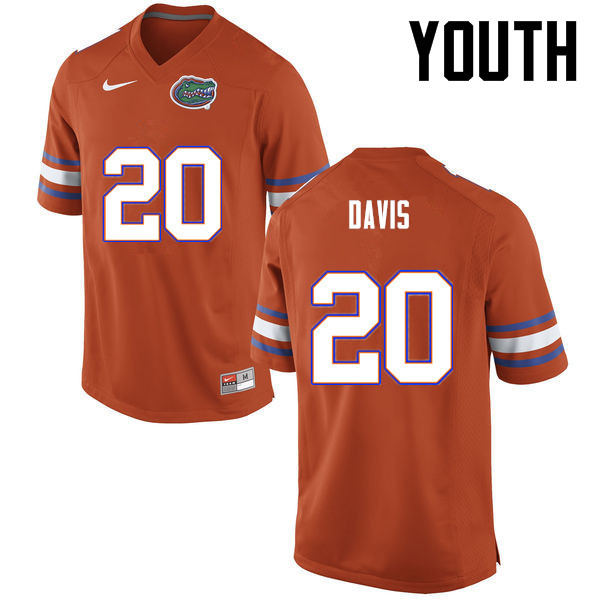 Youth Florida Gators #20 Malik Davis College Football Jerseys-Orange - Click Image to Close